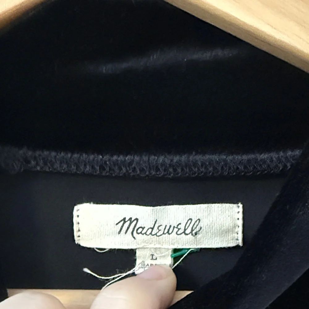 Madewell Elegant Black Velvet Dress size large - Picture 2 of 5